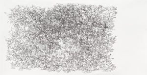 Künstlerin: Nadja Schöllhammer, "Siebte Reise (V)", 2019, Pigmentstift auf Papier
